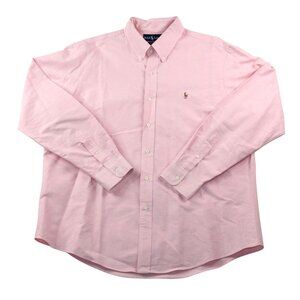 Ralph Lauren Mens 2XL Custom Fit Pink Flesh Pony Dress Shirt Button Down